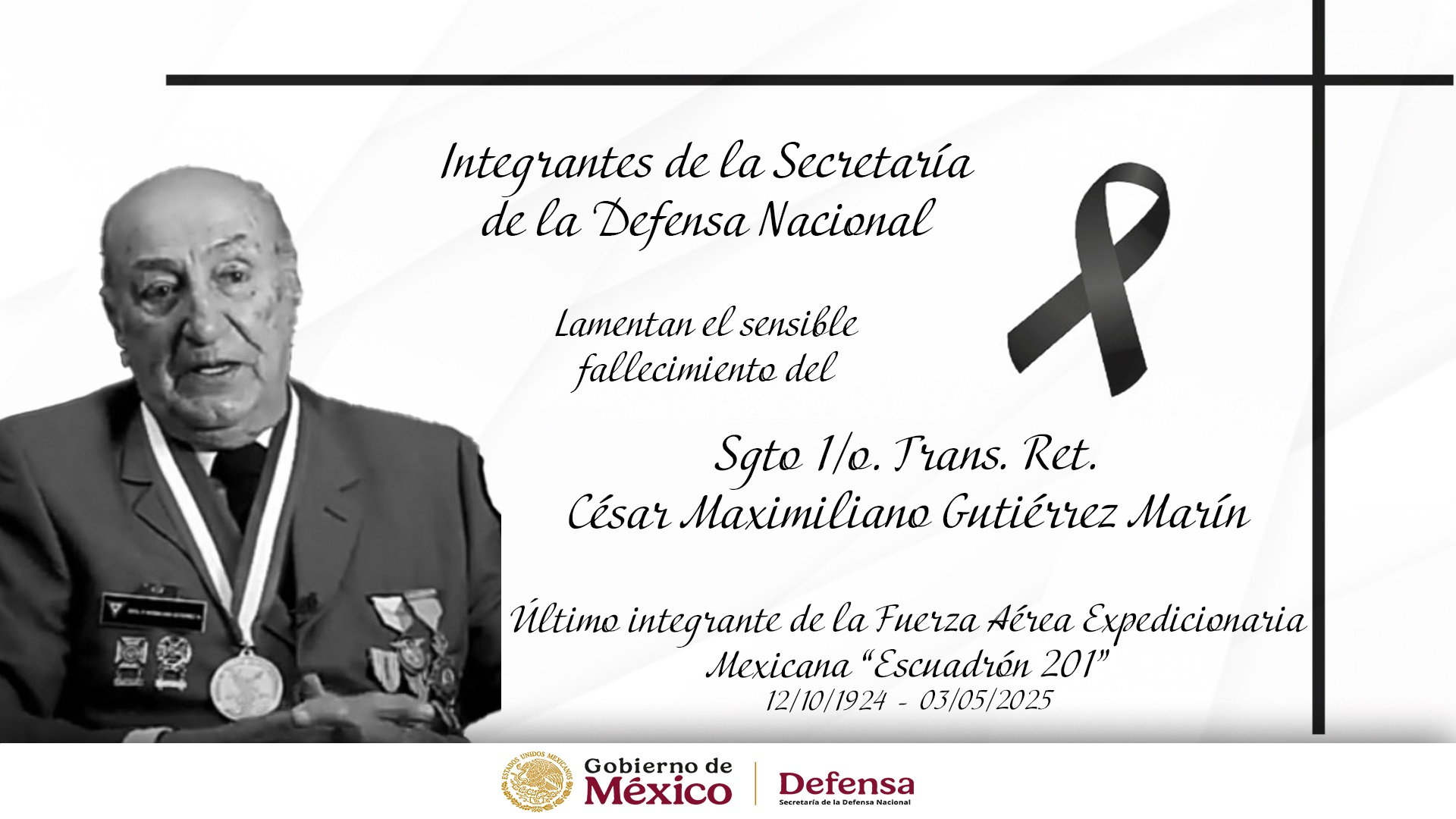 Fallece el último sobreviviente del Escuadrón 201; tenía 100 años