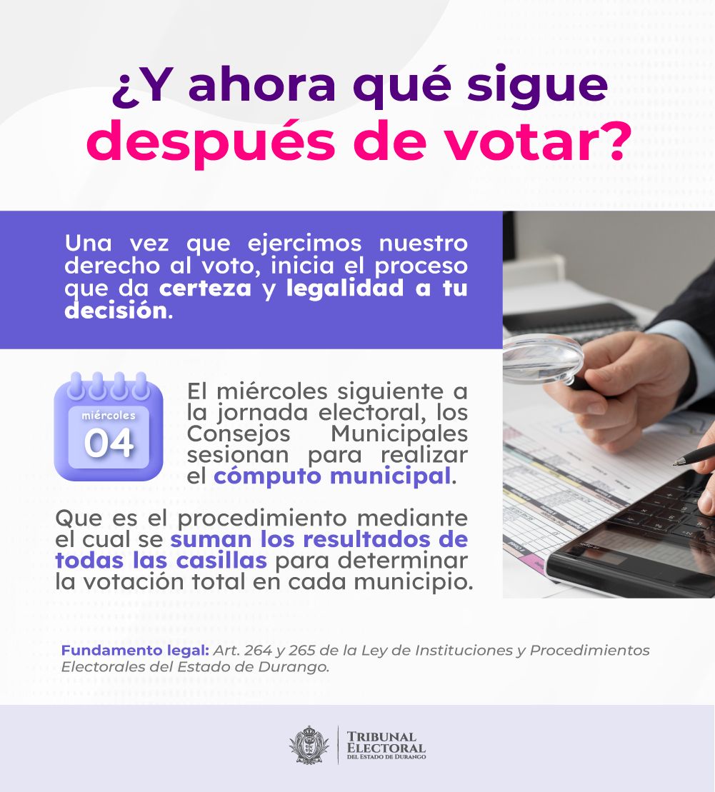 Mañana inician los Cómputos Municipales en los 39 municipios del estado de Durango