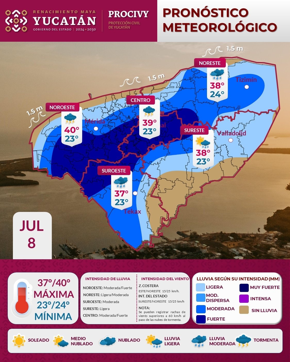 Onda tropical 10 traerá lluvias y calor a Yucatán