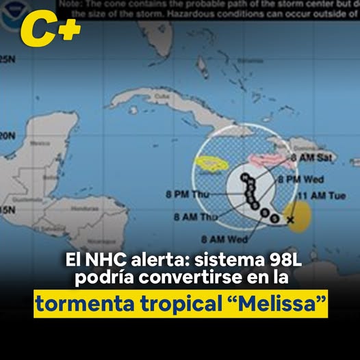 El NHC alerta: sistema 98L podría convertirse en la tormenta tropical “Melissa”