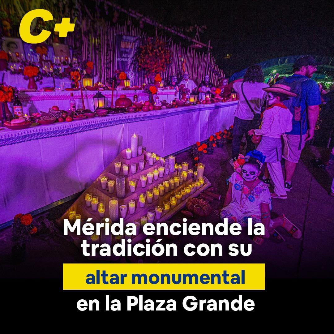 Mérida enciende la tradición con su altar monumental en la Plaza Grande