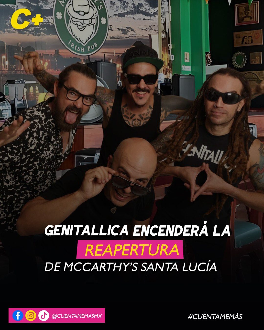 Genitallica encenderá la reapertura de McCarthy’s Santa Lucía