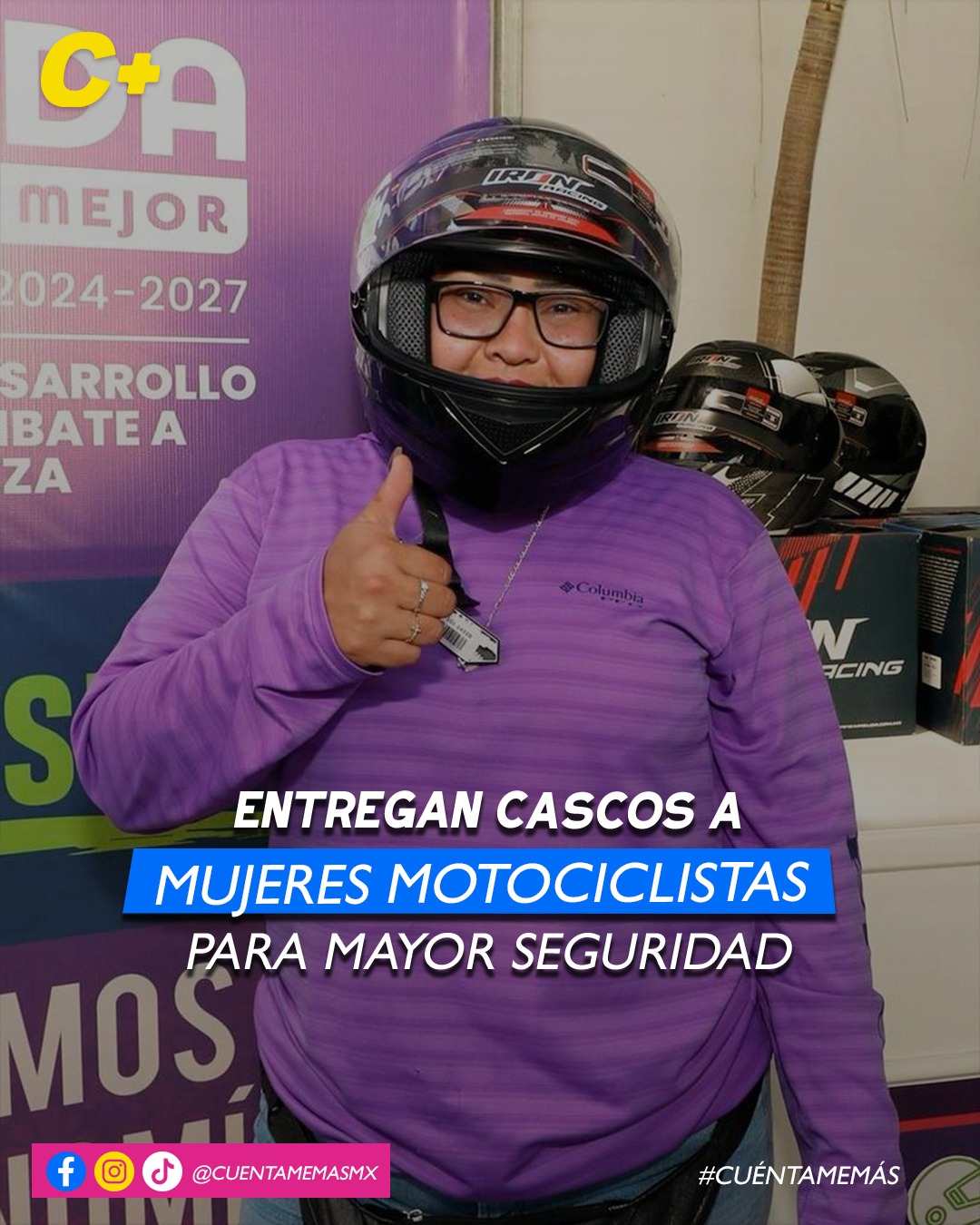 Entregan cascos a mujeres motociclistas para mayor seguridad