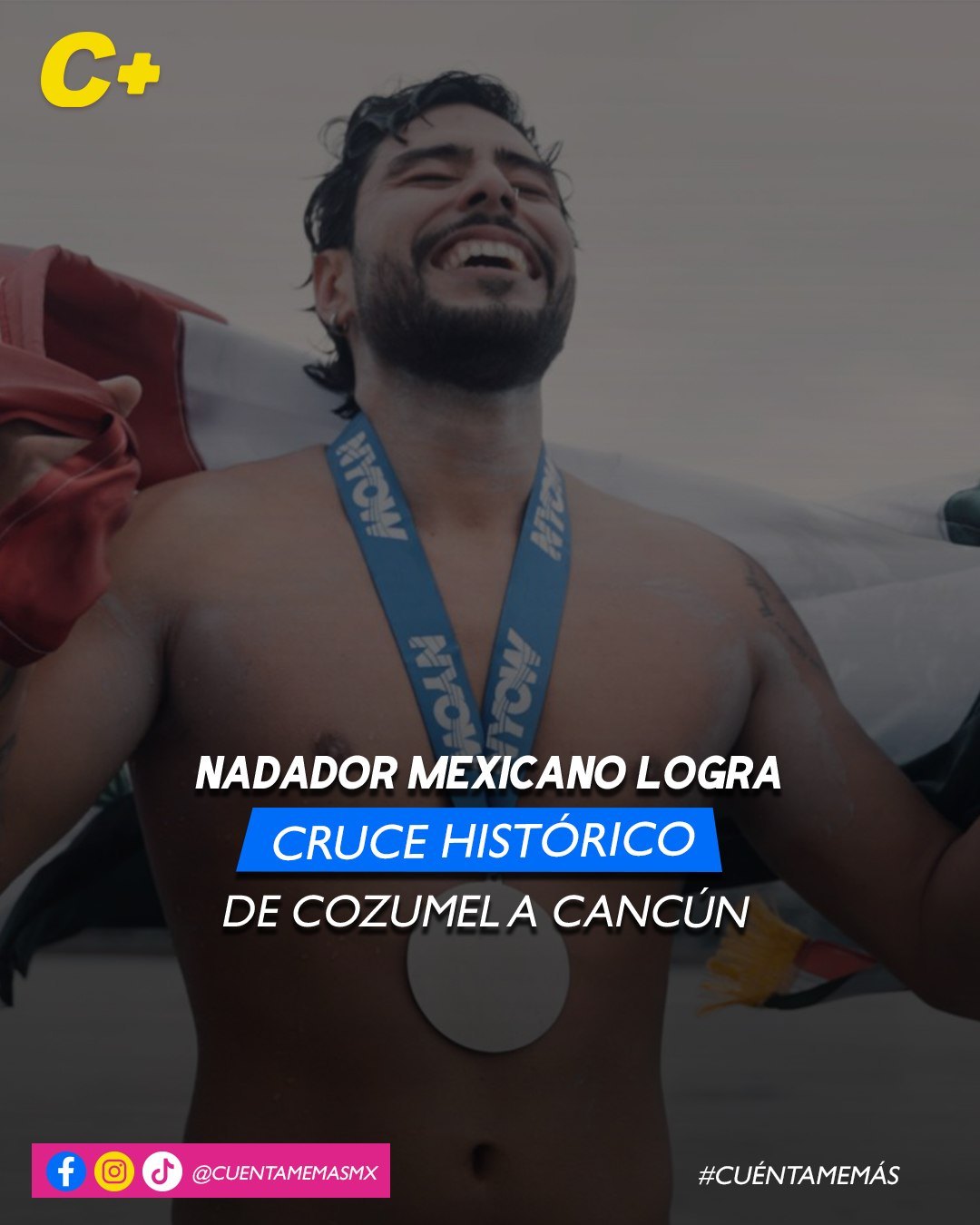 Nadador mexicano logra cruce histórico de Cozumel a Cancún