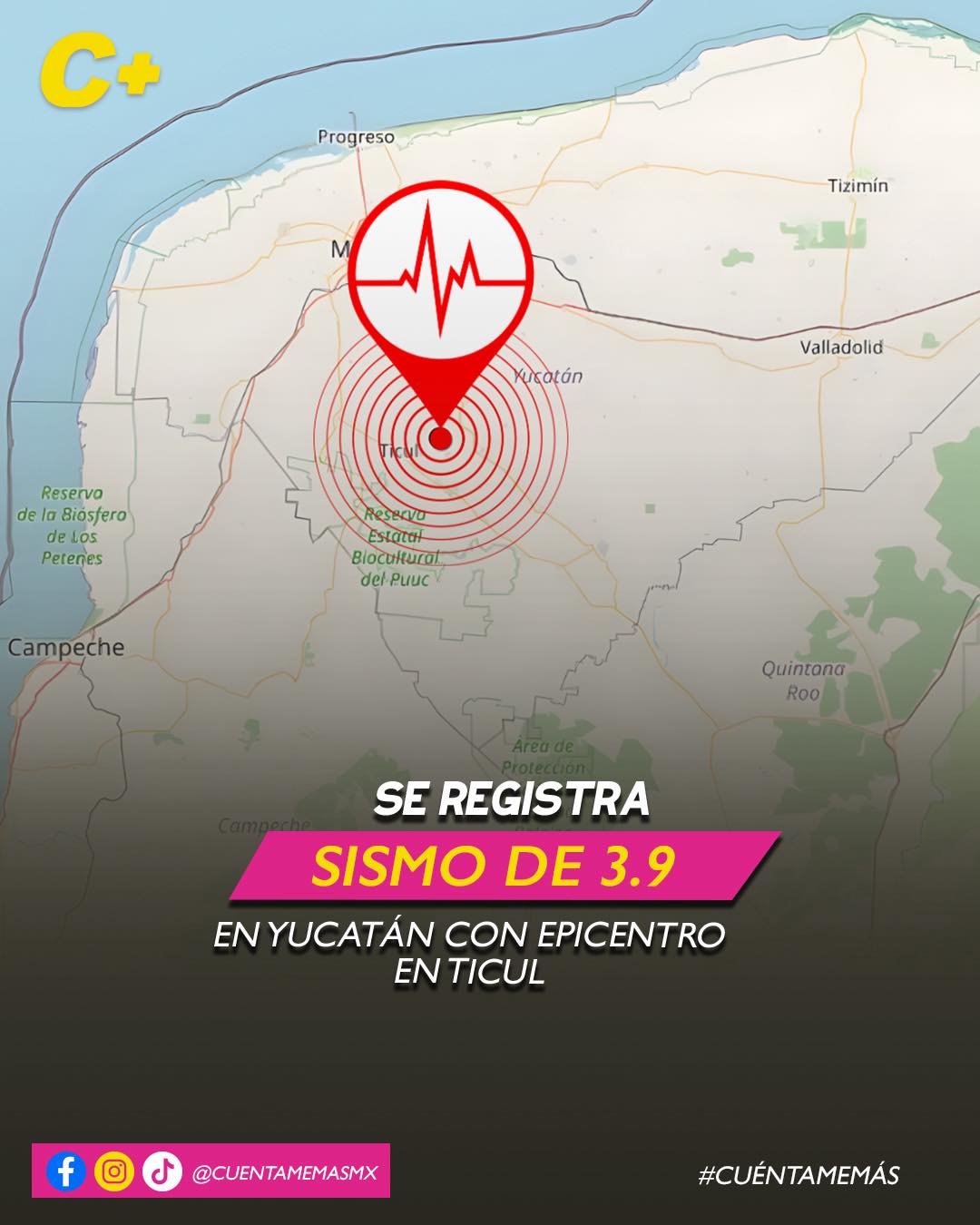 Se registra sismo de 3.9 en Yucatán con epicentro en Ticul