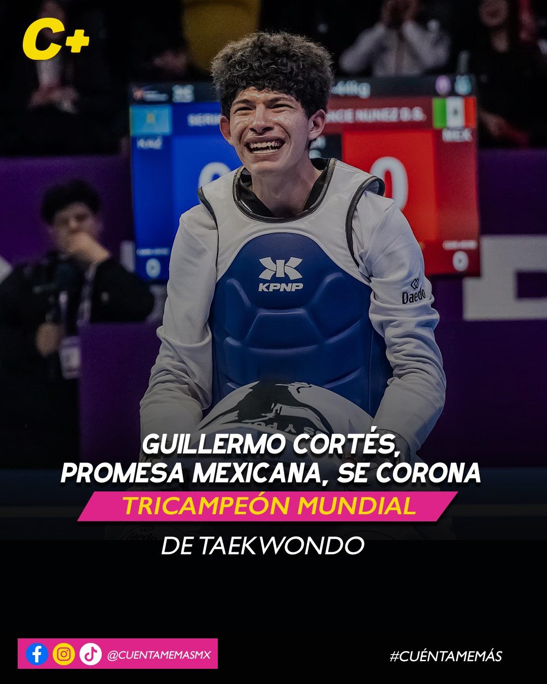 Guillermo Cortés, promesa mexicana, se corona tricampeón mundial de taekwondo