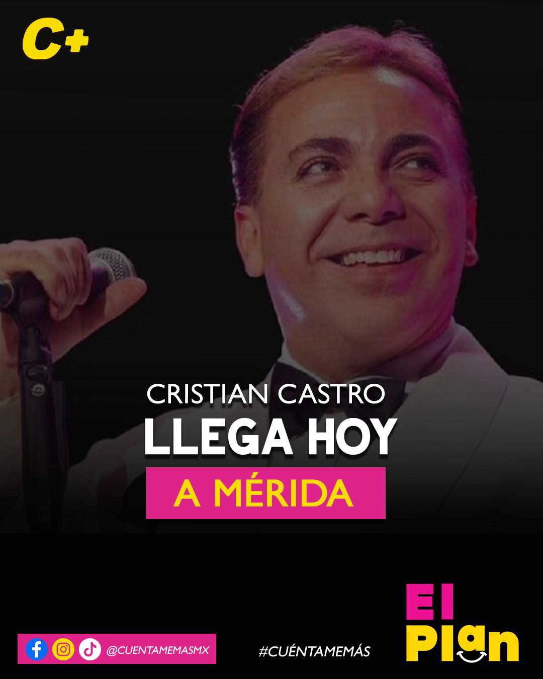 Cristian Castro llega hoy a Mérida