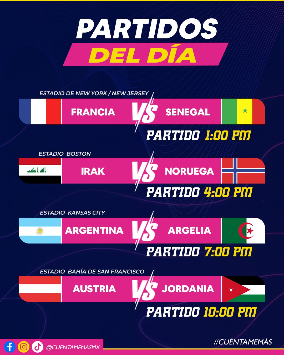 ¡Jornada imperdible del Mundial 2026!