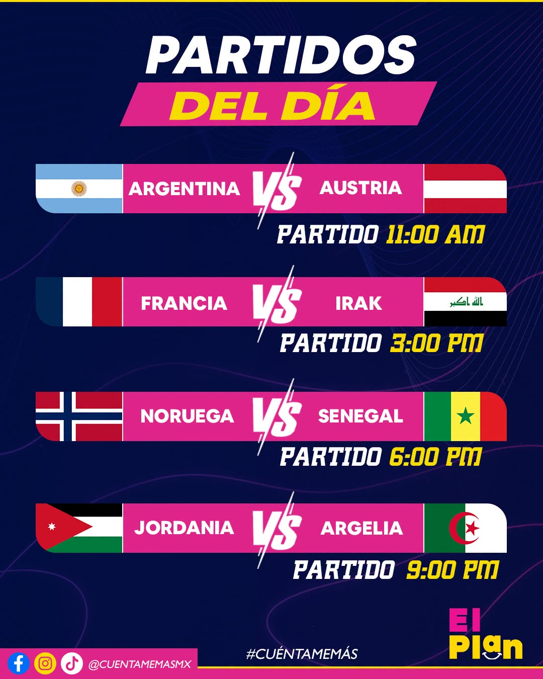 Hoy en #ElPlan te dejamos los partidos internacionales destacados