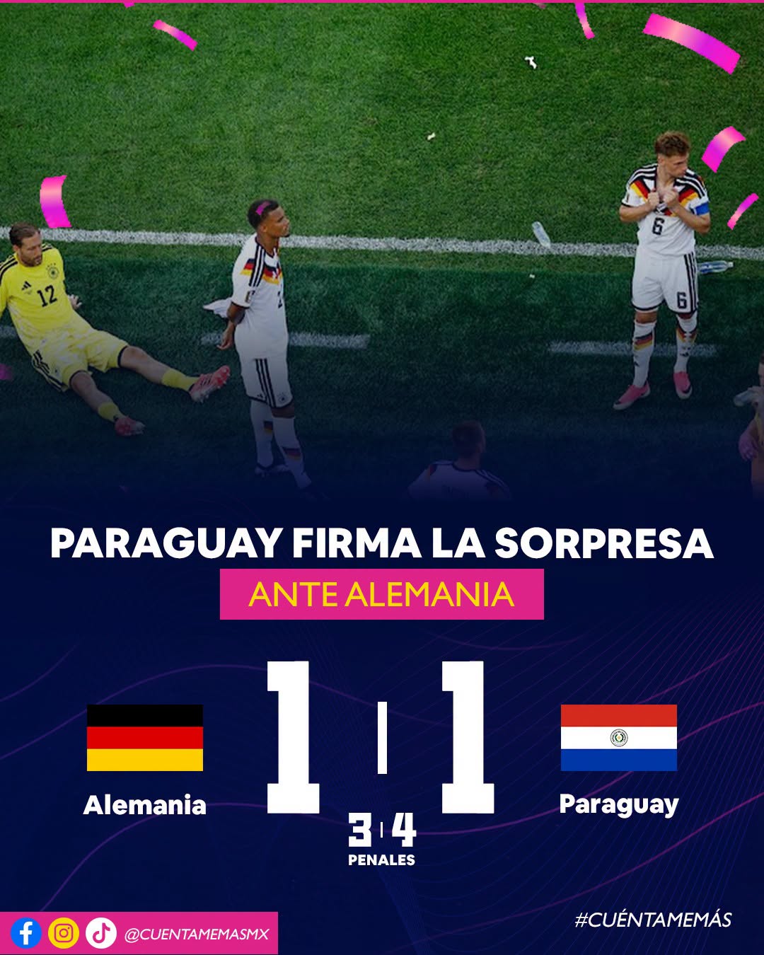 Paraguay elimina a Alemania en penales