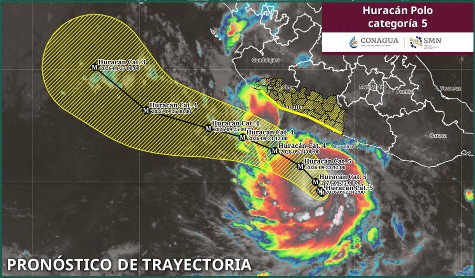 Huracán Polo alcanza categoría 5; se prevén lluvias en cinco estados