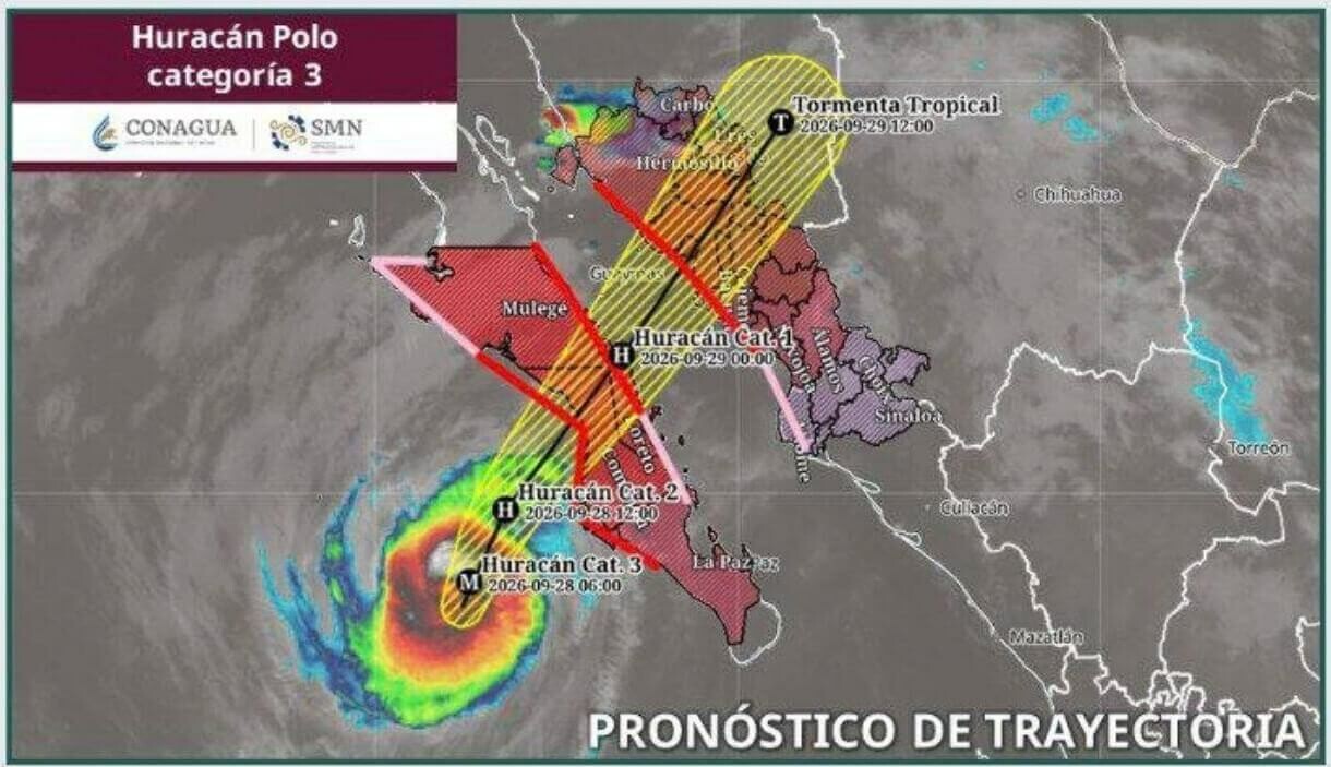 Huracán Polo tocará tierra en Baja California Sur esta tarde, prevé Protección Civil
